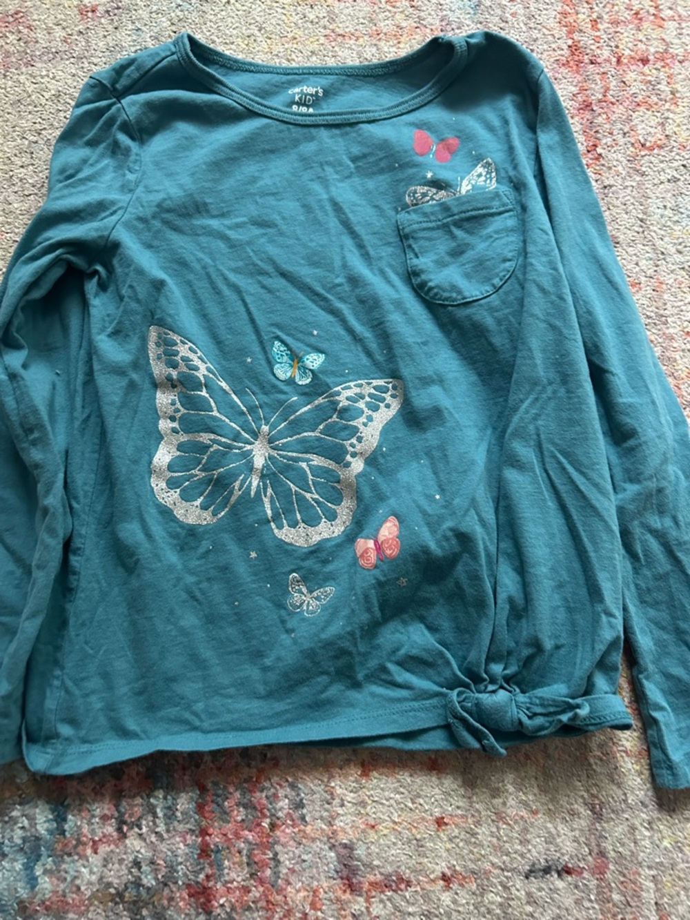 Carter's Kid Girls Long Sleeve Butterfly Top size 8